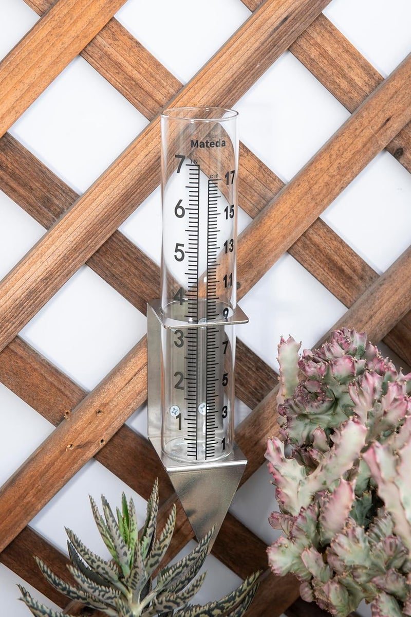 Mateda 7" Capacity Rain Gauge with Stainless Steel Mounting Rack Holder, Post Mount Rain Gauge or Yard Garden Outdoor Home (Style C) - Image 4